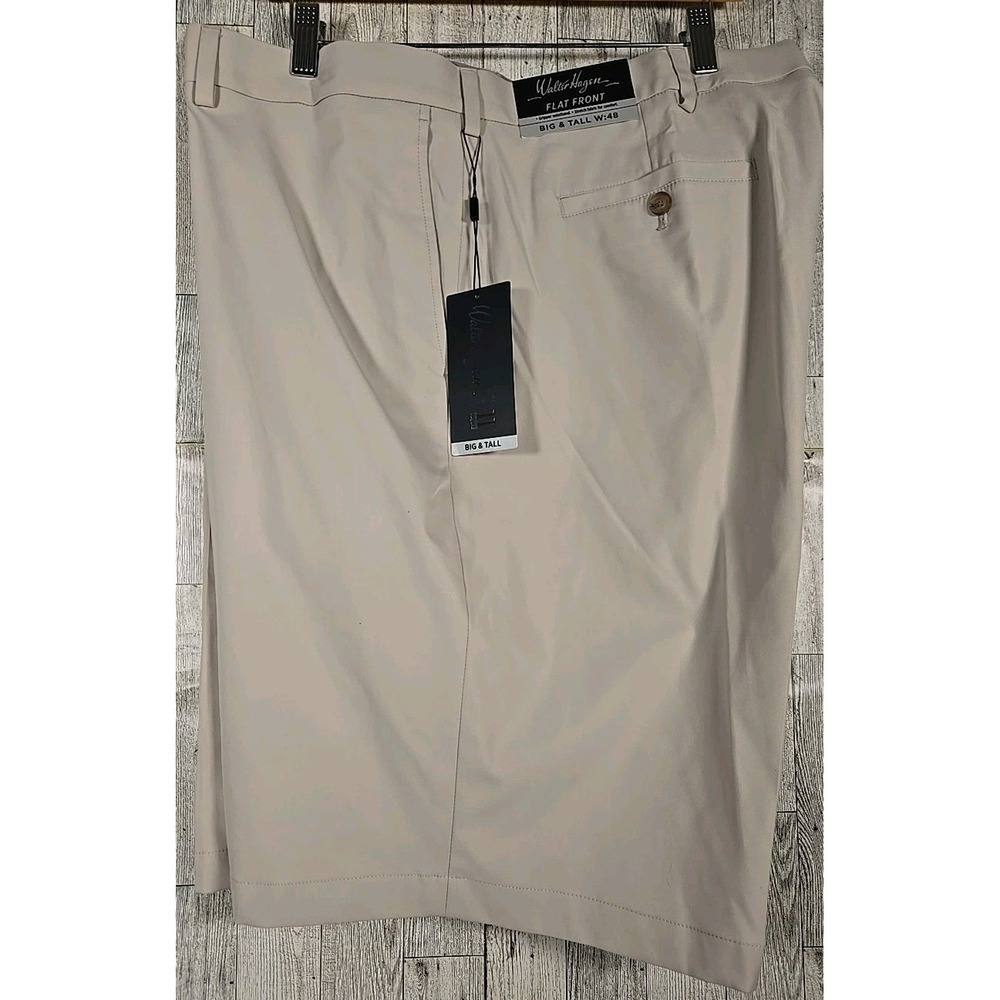 Walter Hagan Golf Shorts 48 Khaki Light Gripper Waist Stretch Fabric HydroDri